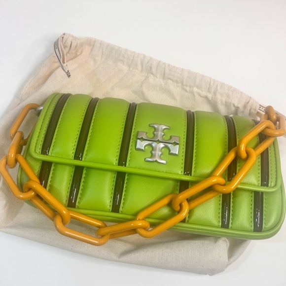 Authentic Tory Burch Kira Bombe stripe flap - Picture 5 of 9